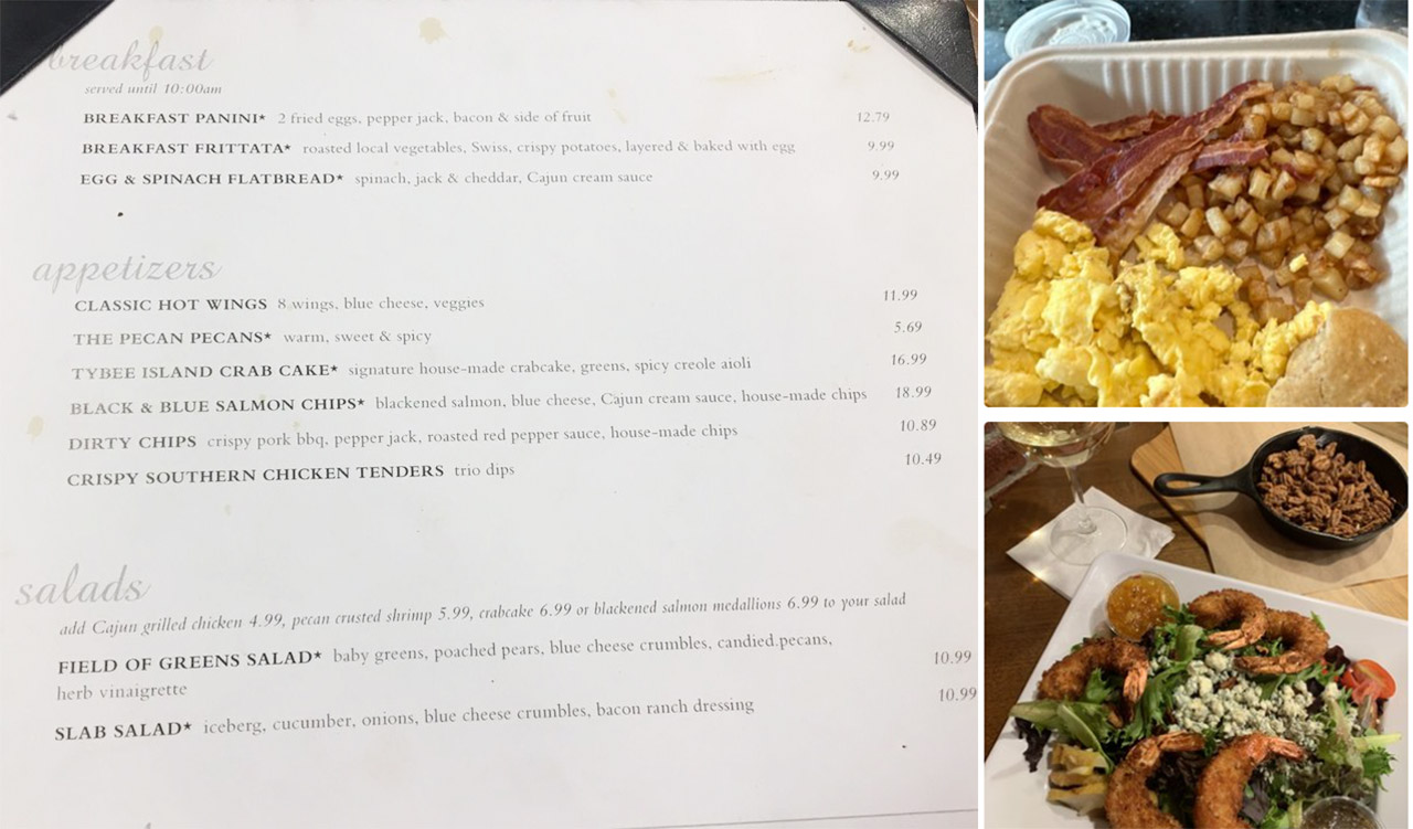 The Pecan Bar menu